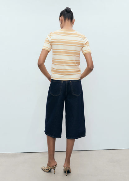 Contrasting Collar Cotton T Shirt