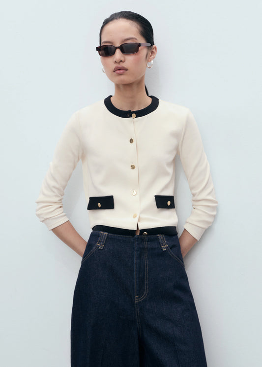 Contrasting Cotton Cardigan