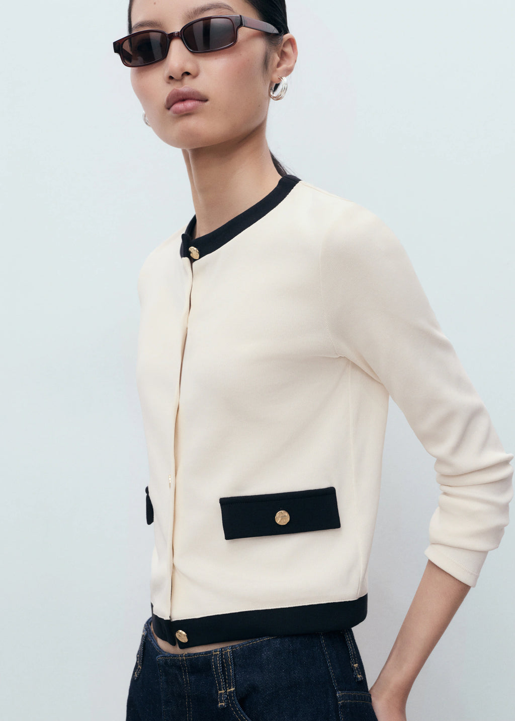 Contrasting Cotton Cardigan