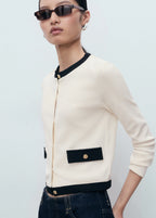 Contrasting Cotton Cardigan