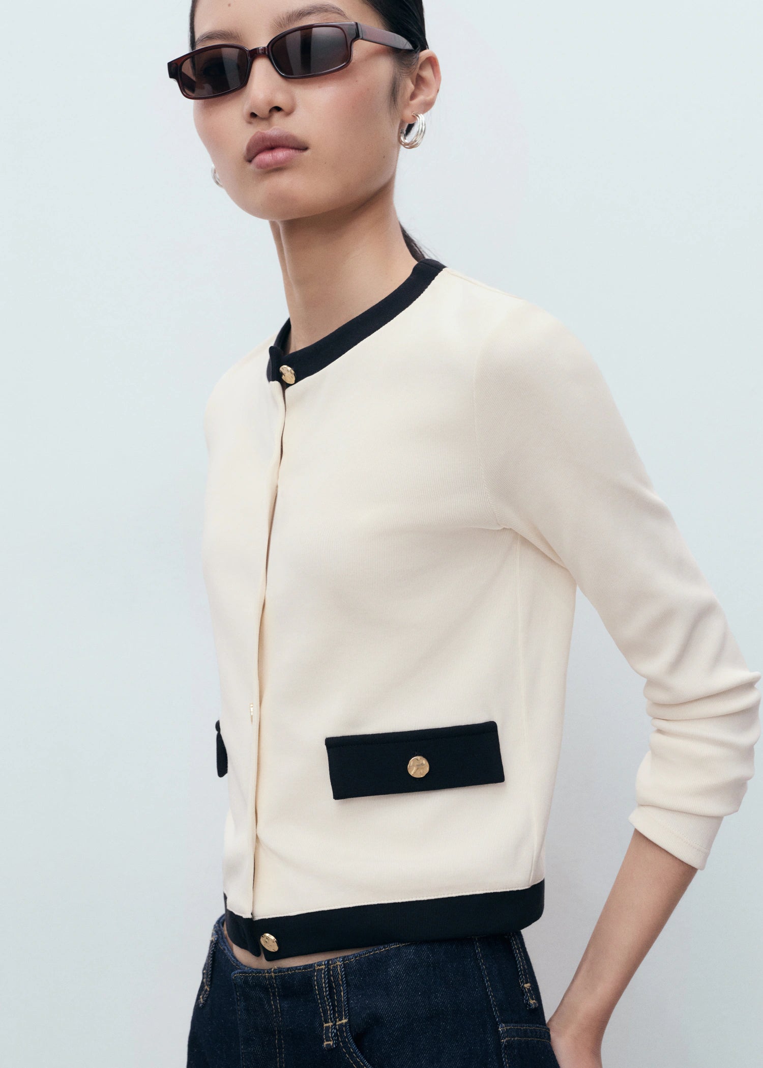 Contrasting Cotton Cardigan