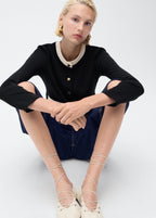 Contrasting Cotton Cardigan