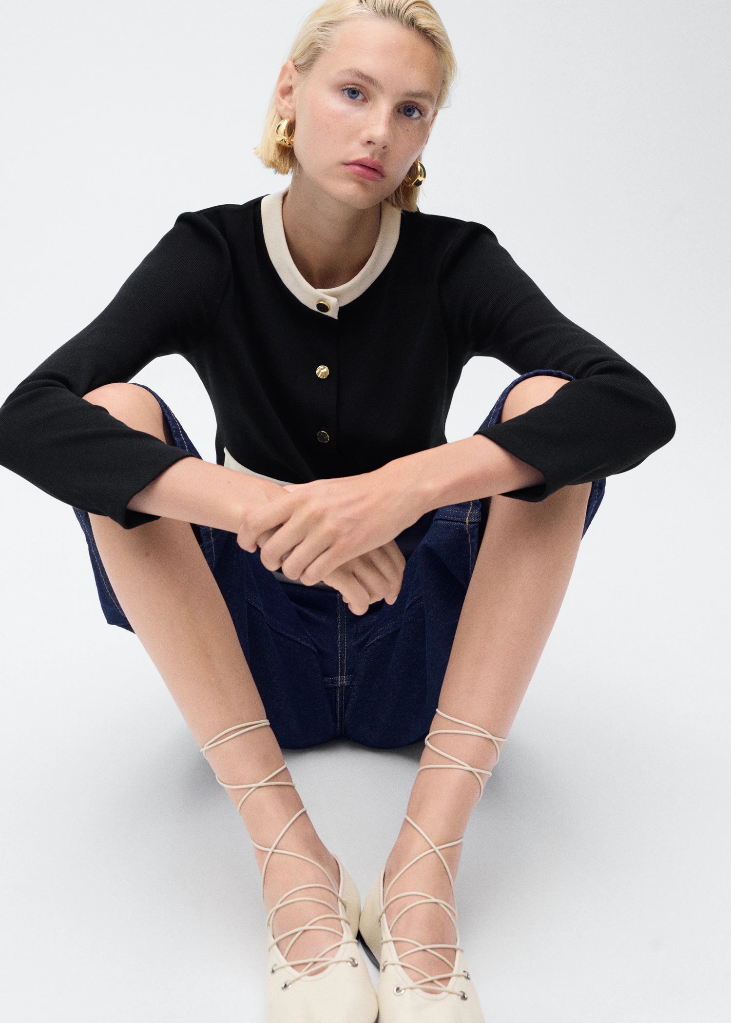 Contrasting Cotton Cardigan