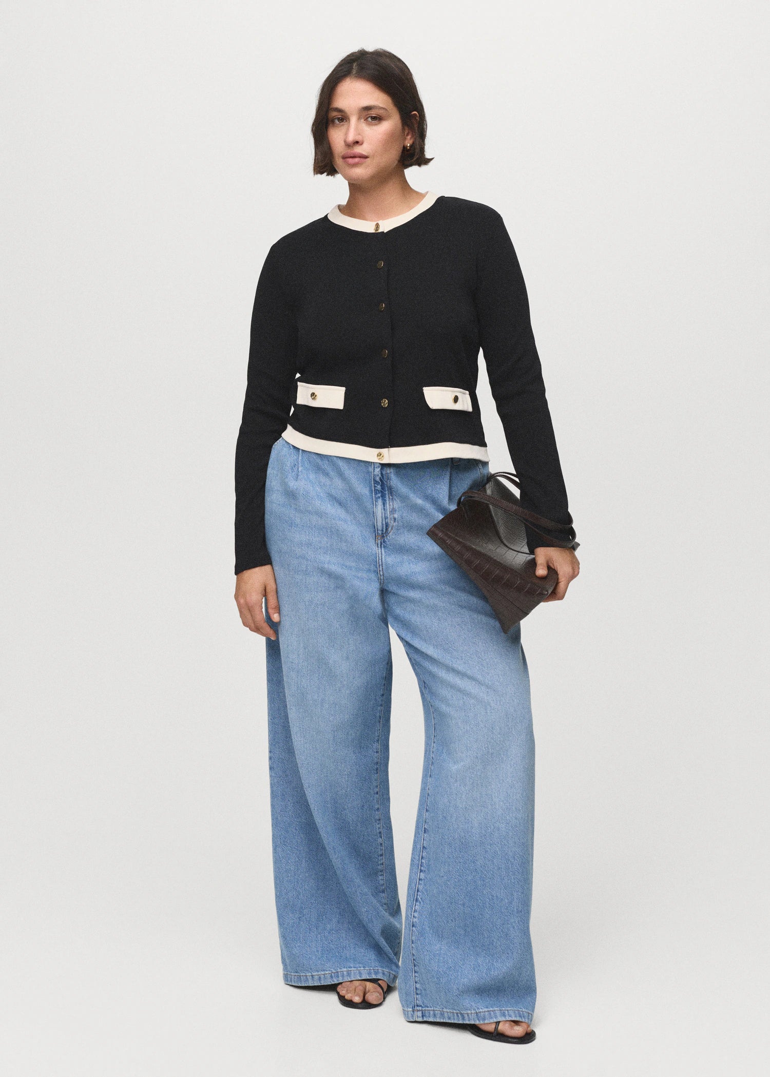 Contrasting Cotton Cardigan