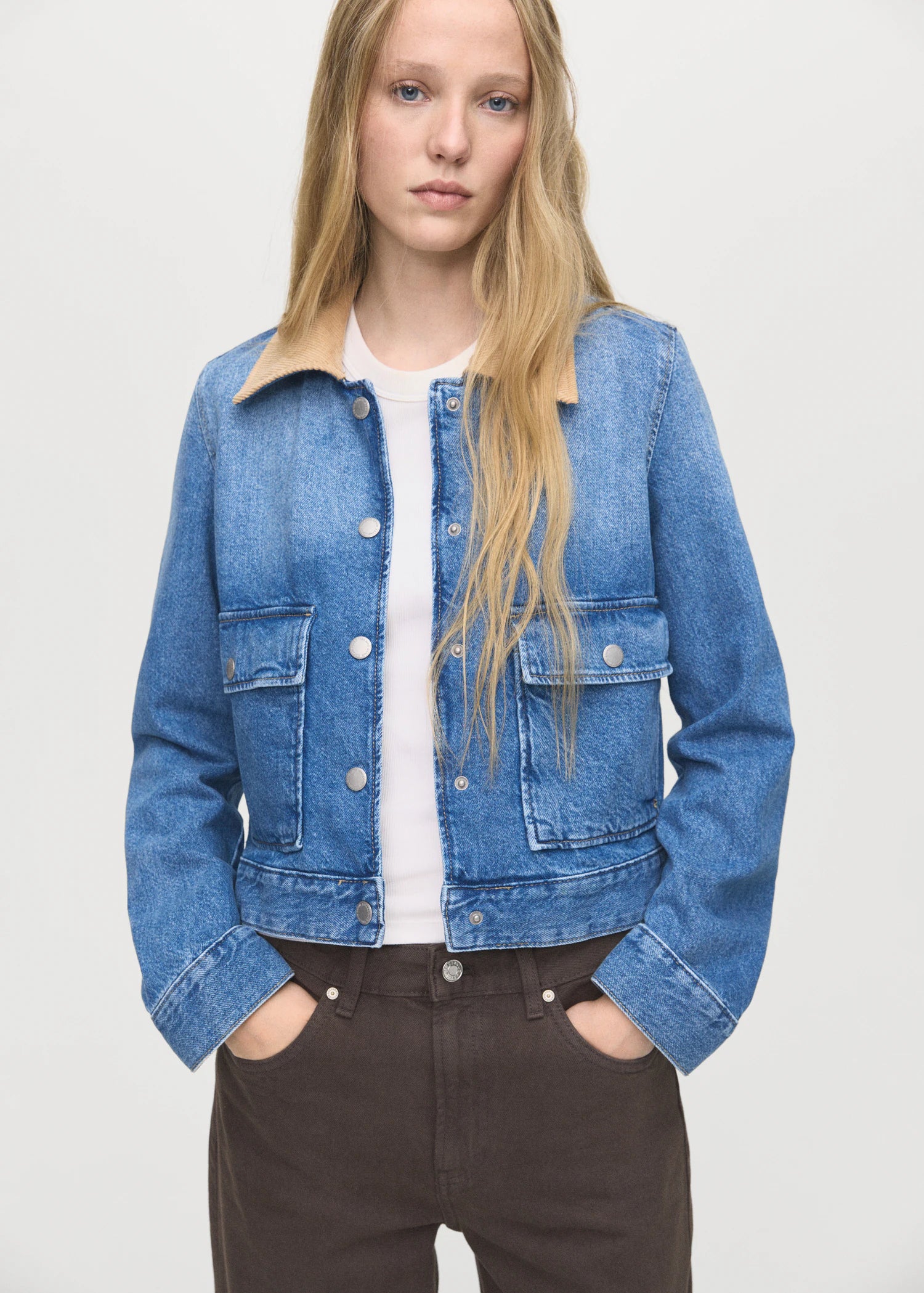 Corduroy Collar Denim Jacket