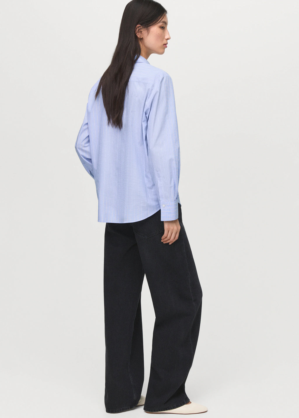 Cotton And Lyocell Blend Straight Shirt