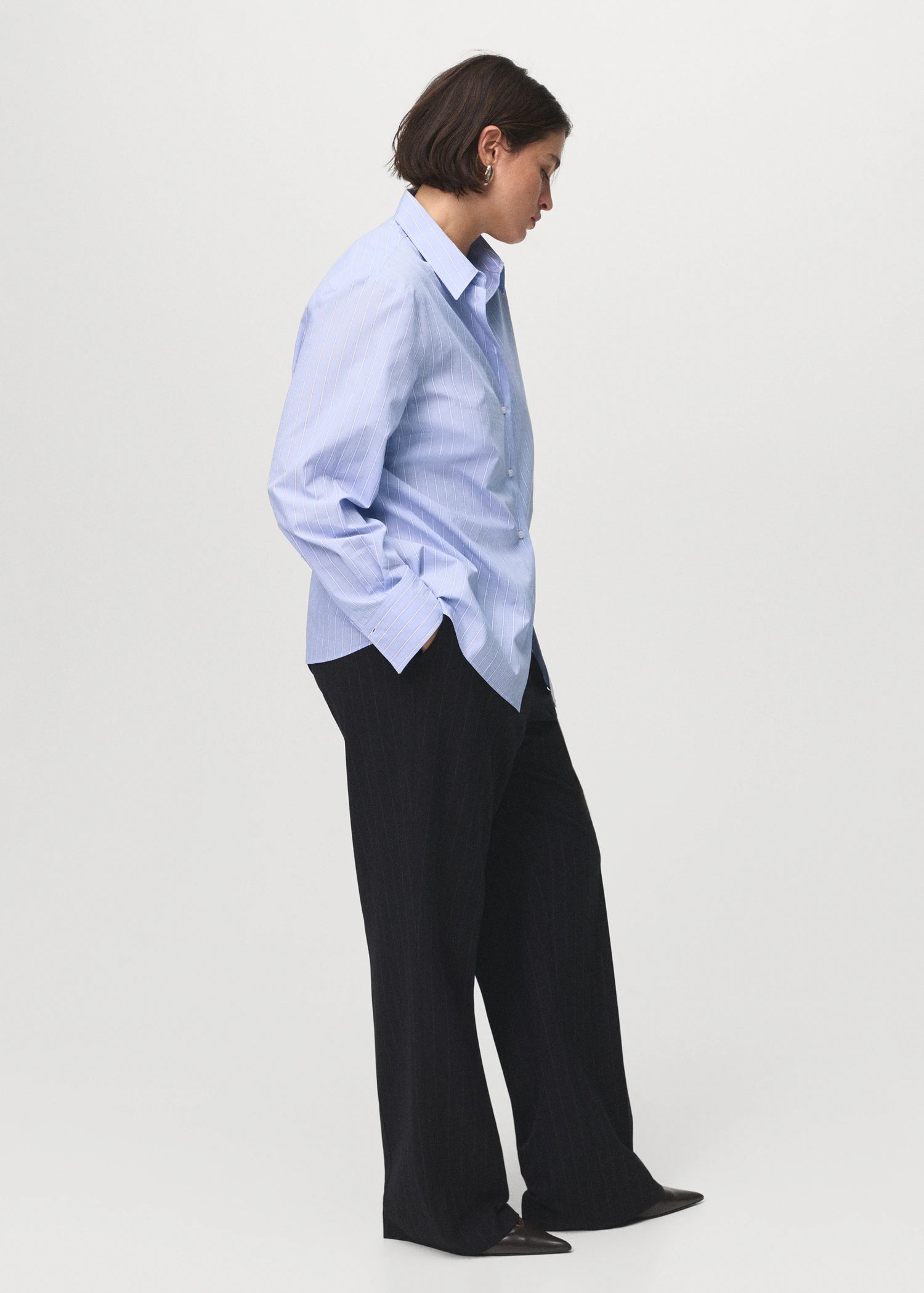 Cotton And Lyocell Blend Straight Shirt