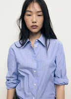 Cotton And Lyocell Blend Straight Shirt