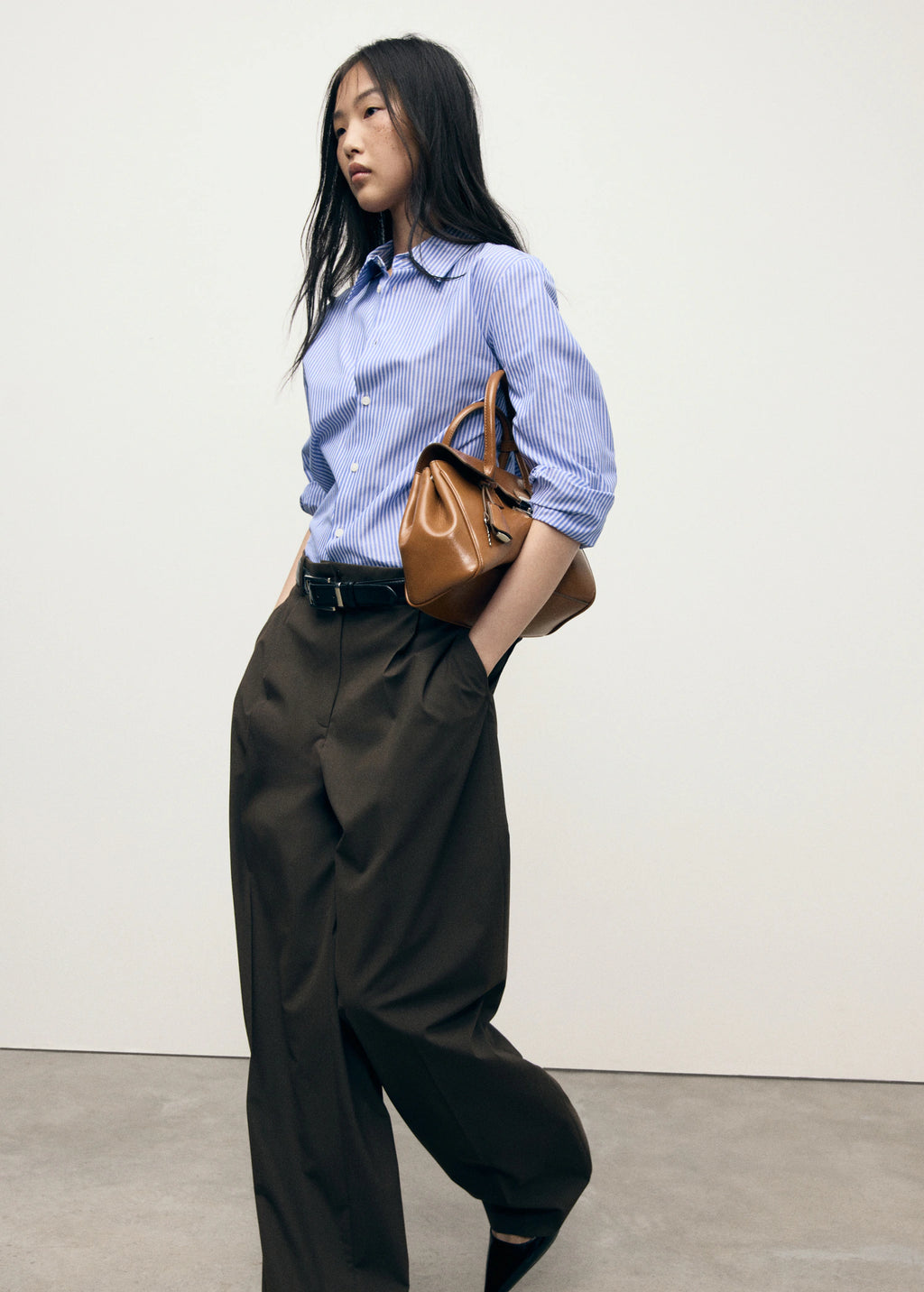 Cotton And Lyocell Blend Straight Shirt