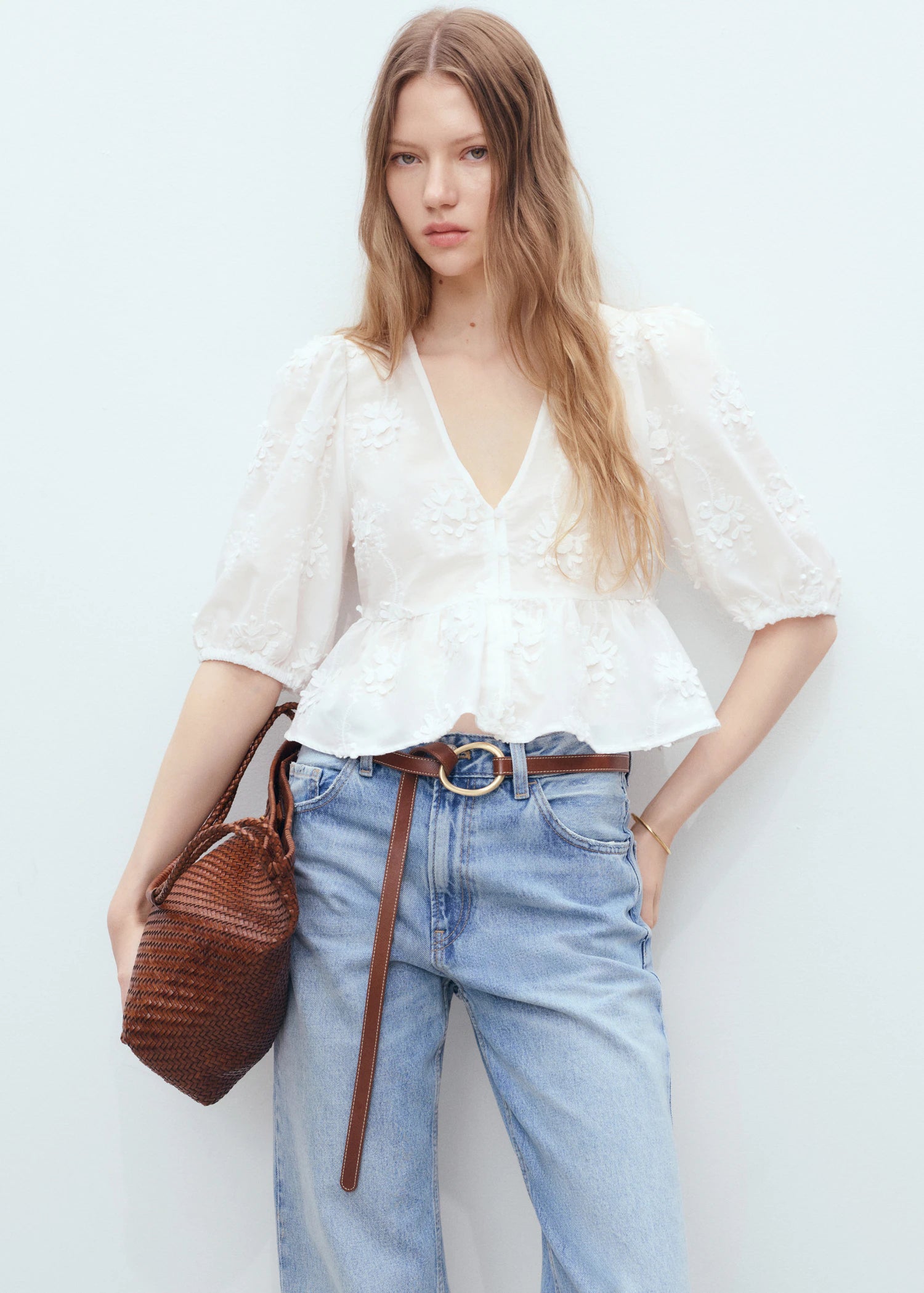 Cotton Blouse With Floral Embroidery