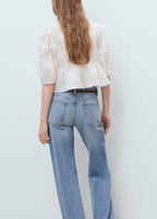 Cotton Blouse With Floral Embroidery