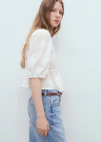 Cotton Blouse With Floral Embroidery