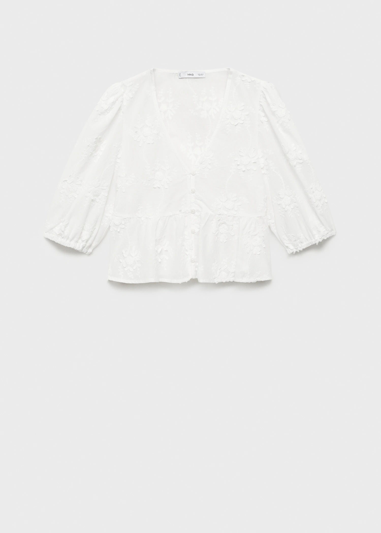 Cotton Blouse With Floral Embroidery