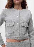 Cotton Cropped Jacket With Pockets
