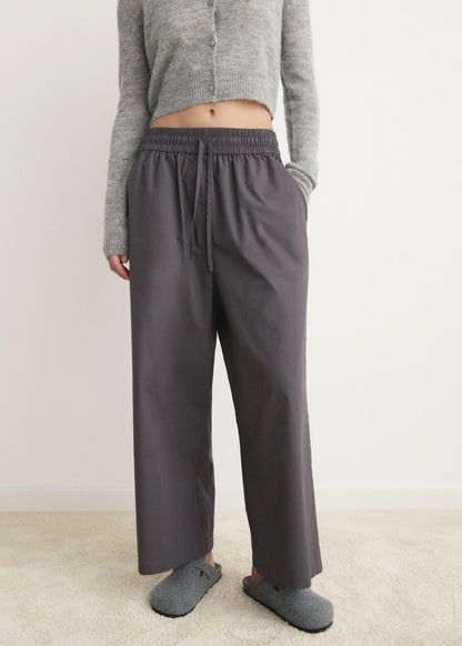 Cotton Cropped Trousers With Pockets