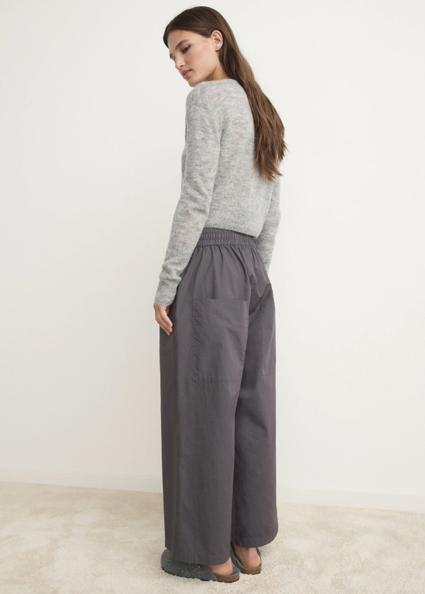 Cotton Cropped Trousers With Pockets