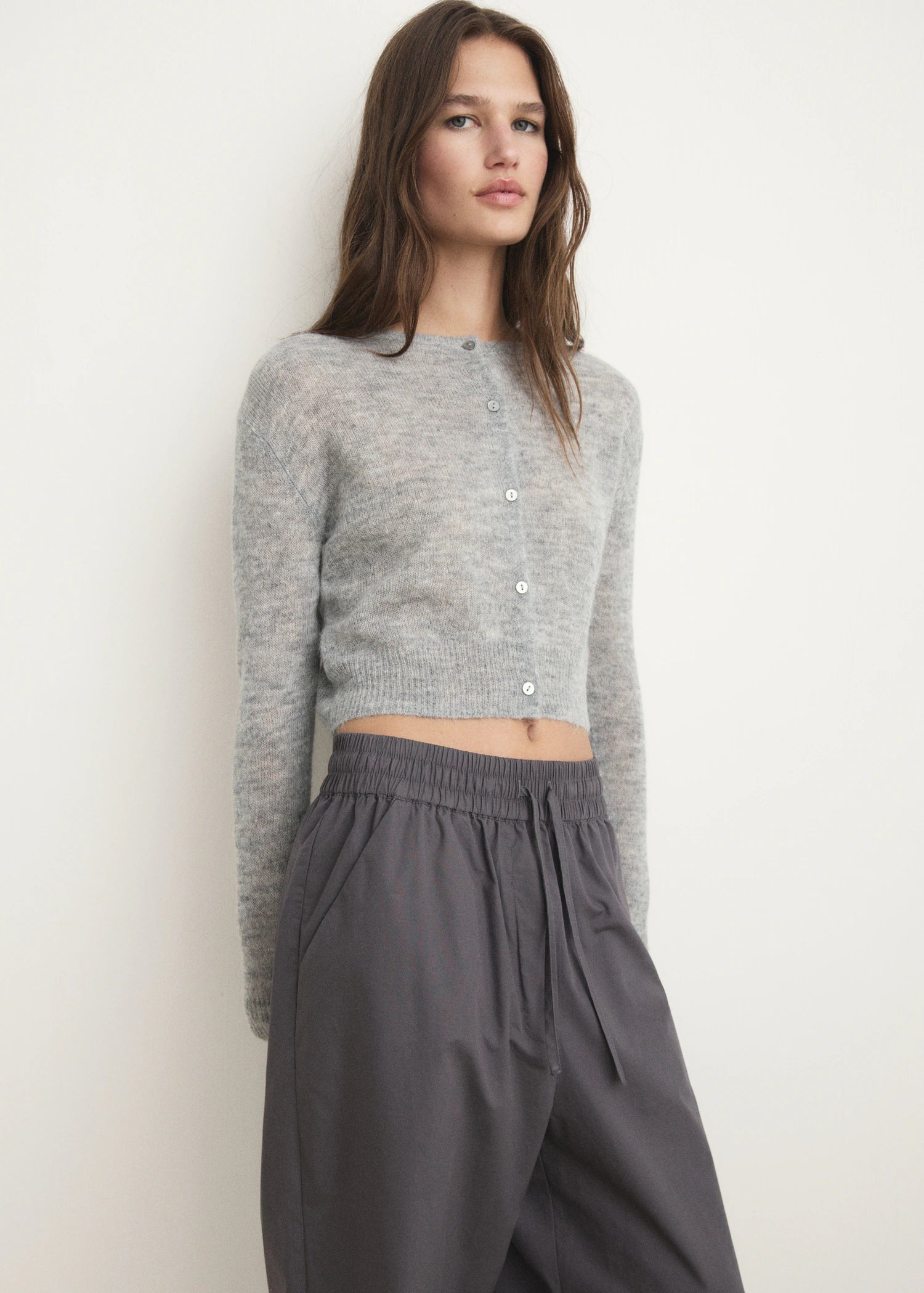 Cotton Cropped Trousers With Pockets