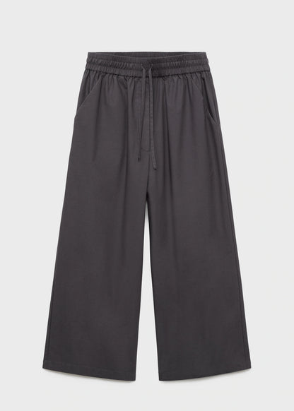 Cotton Cropped Trousers With Pockets
