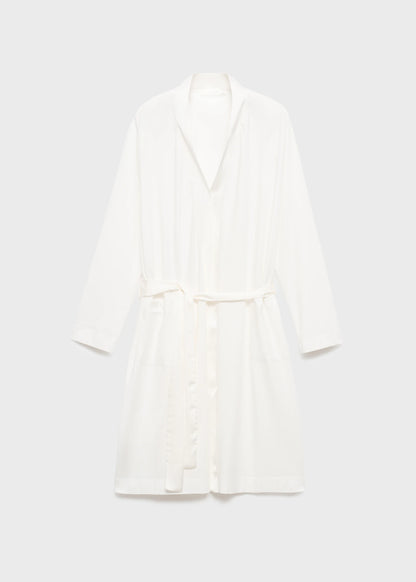 Cotton Dressing Gown With Satin Trim
