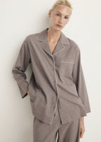 Cotton Flannel Shirt With Contrasting Piping