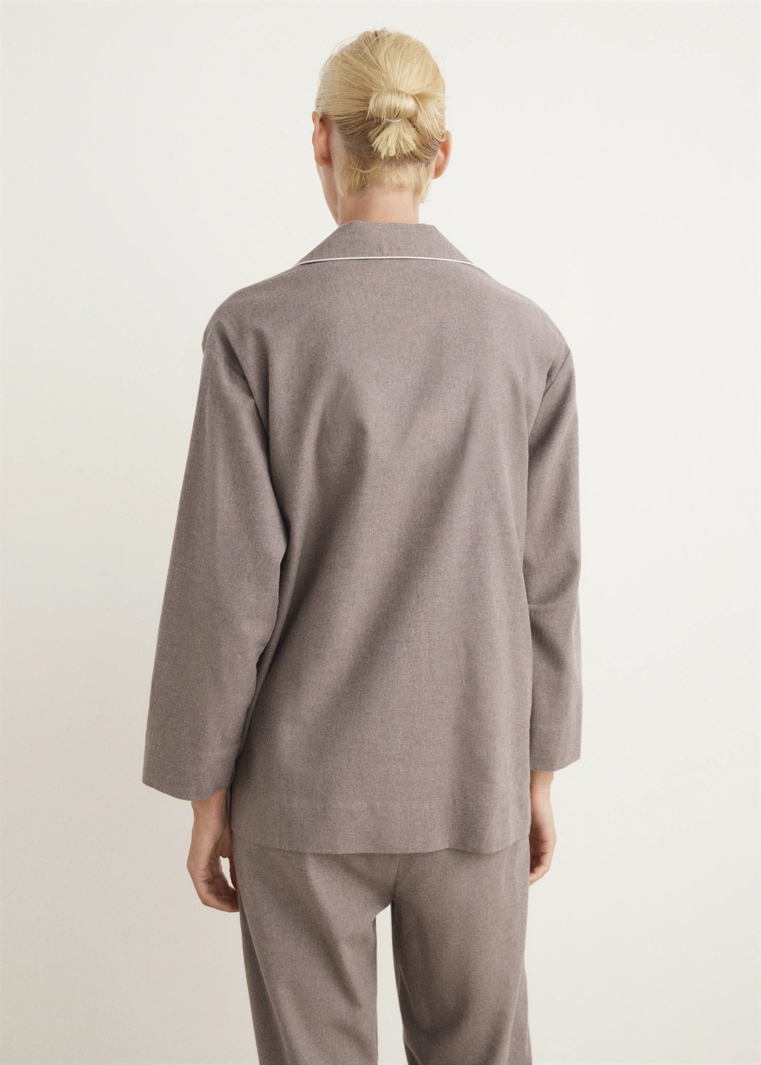 Cotton Flannel Shirt With Contrasting Piping