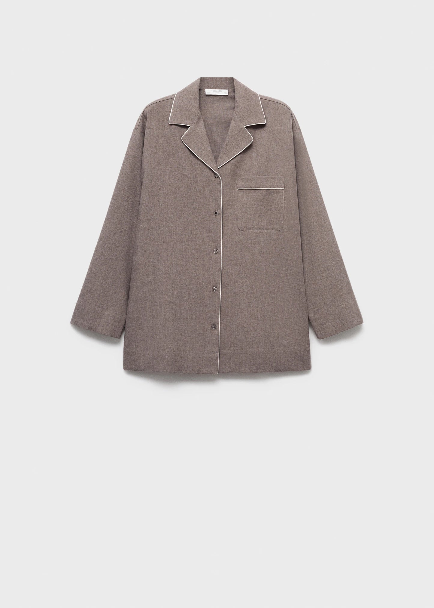 Cotton Flannel Shirt With Contrasting Piping