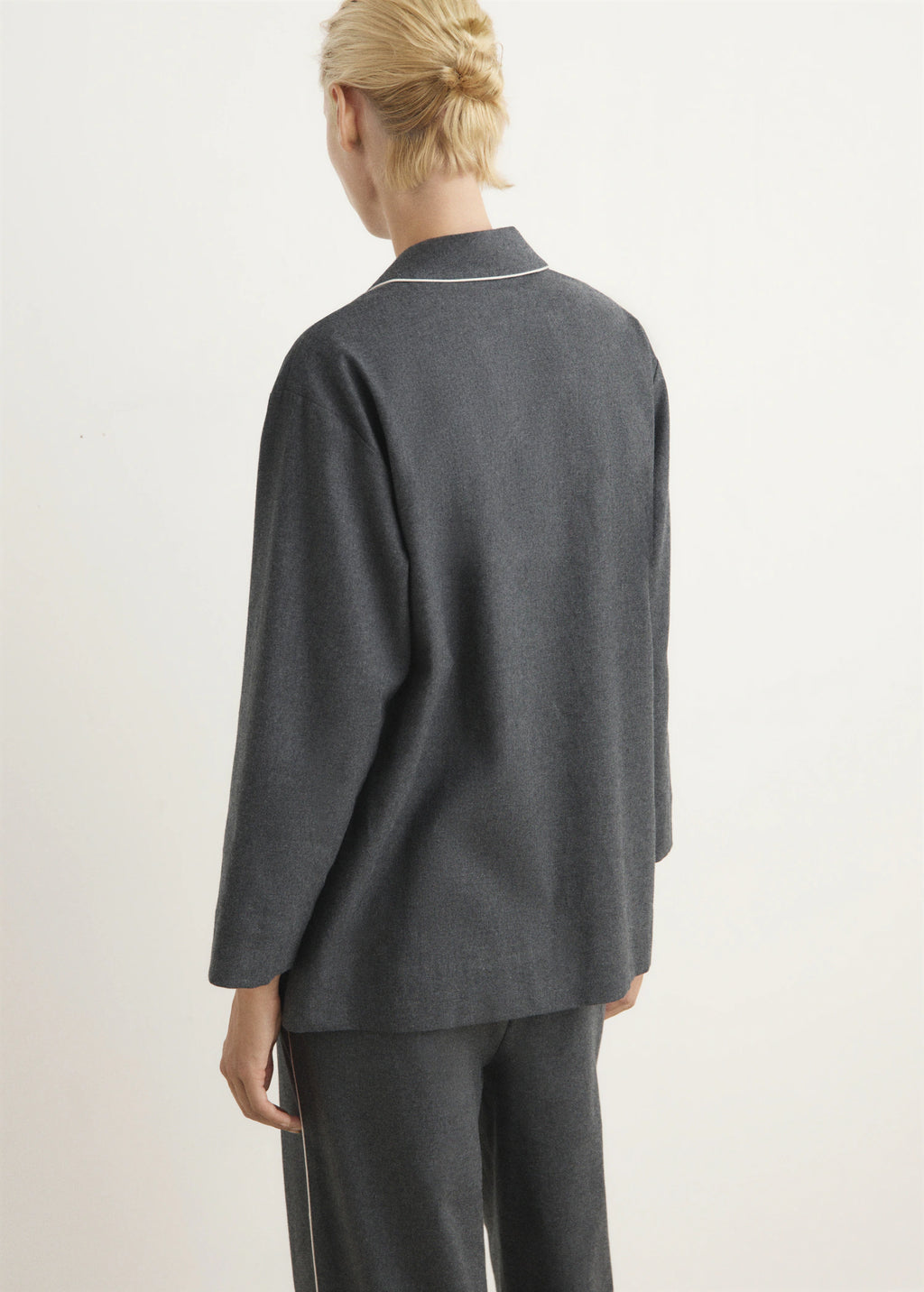 Cotton Flannel Shirt With Contrasting Piping