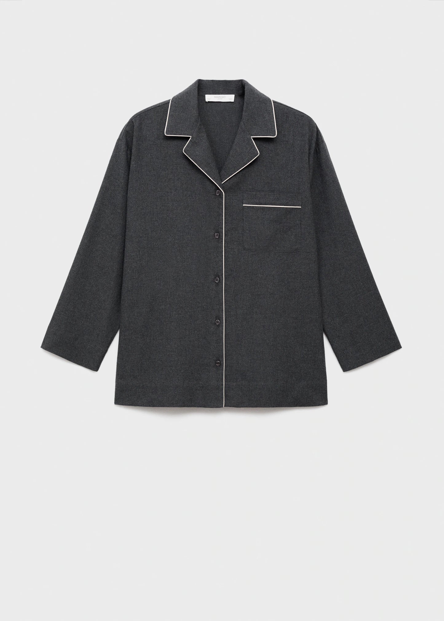 Cotton Flannel Shirt With Contrasting Piping