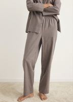 Cotton Flannel Trousers With Contrasting Piping
