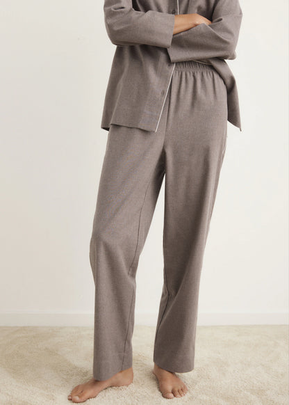 Cotton Flannel Trousers With Contrasting Piping