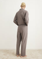 Cotton Flannel Trousers With Contrasting Piping