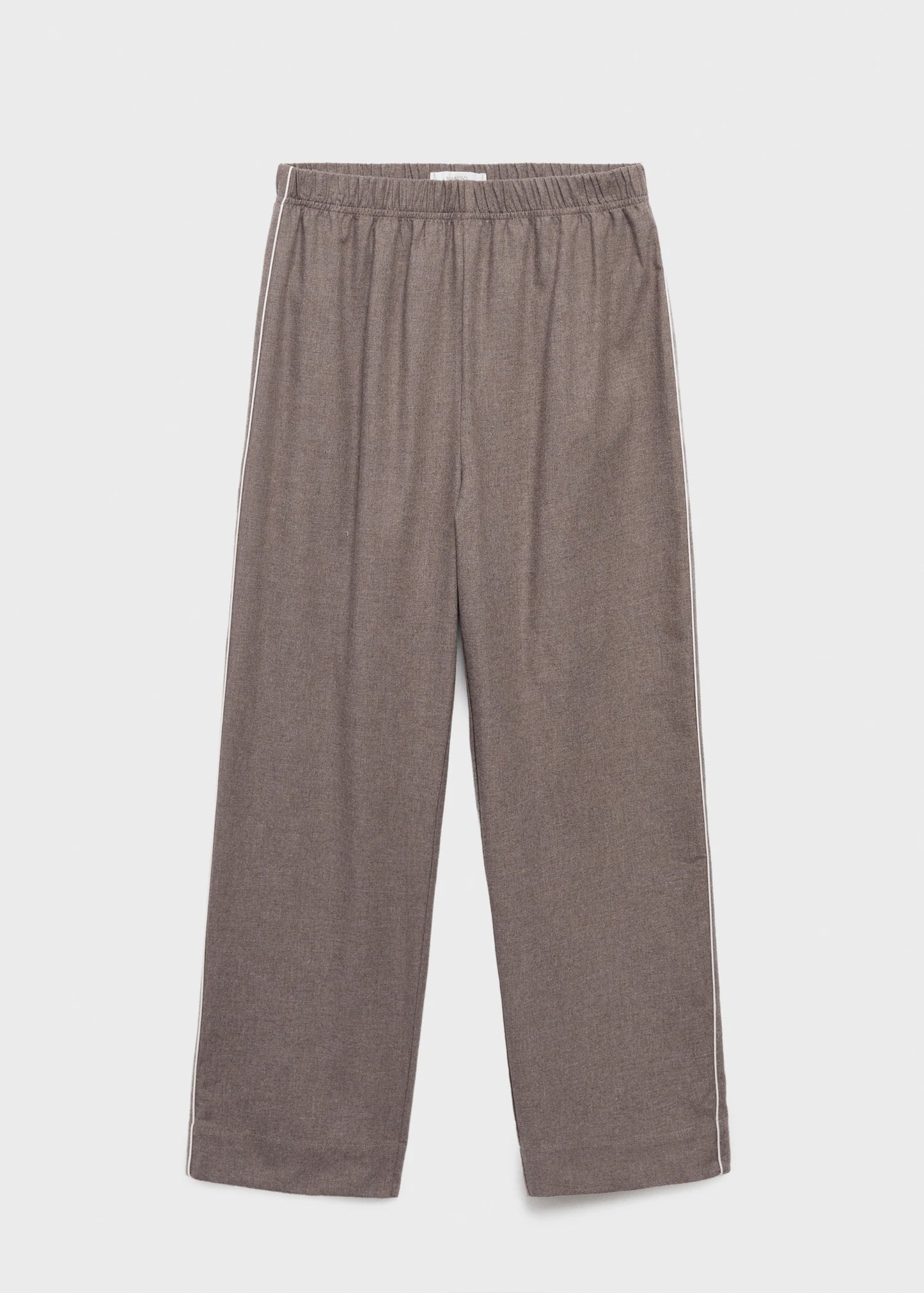 Cotton Flannel Trousers With Contrasting Piping