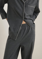 Cotton Flannel Trousers With Contrasting Piping