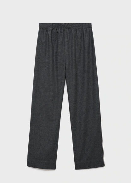 Cotton Flannel Trousers With Contrasting Piping