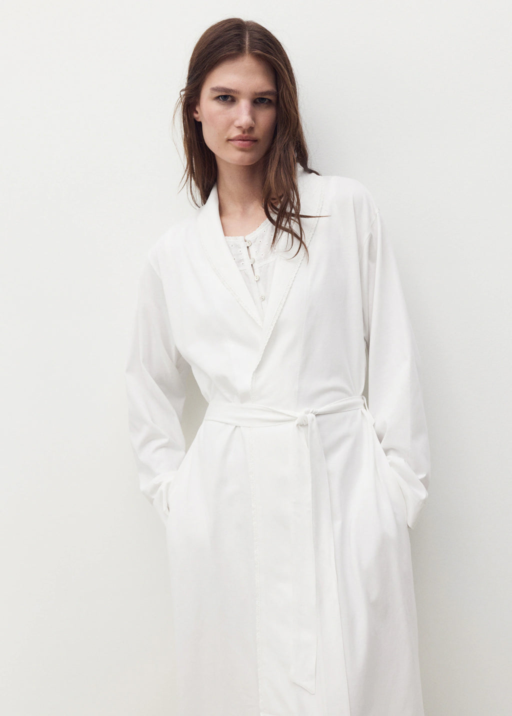 Cotton Gown With Embroidery Detail