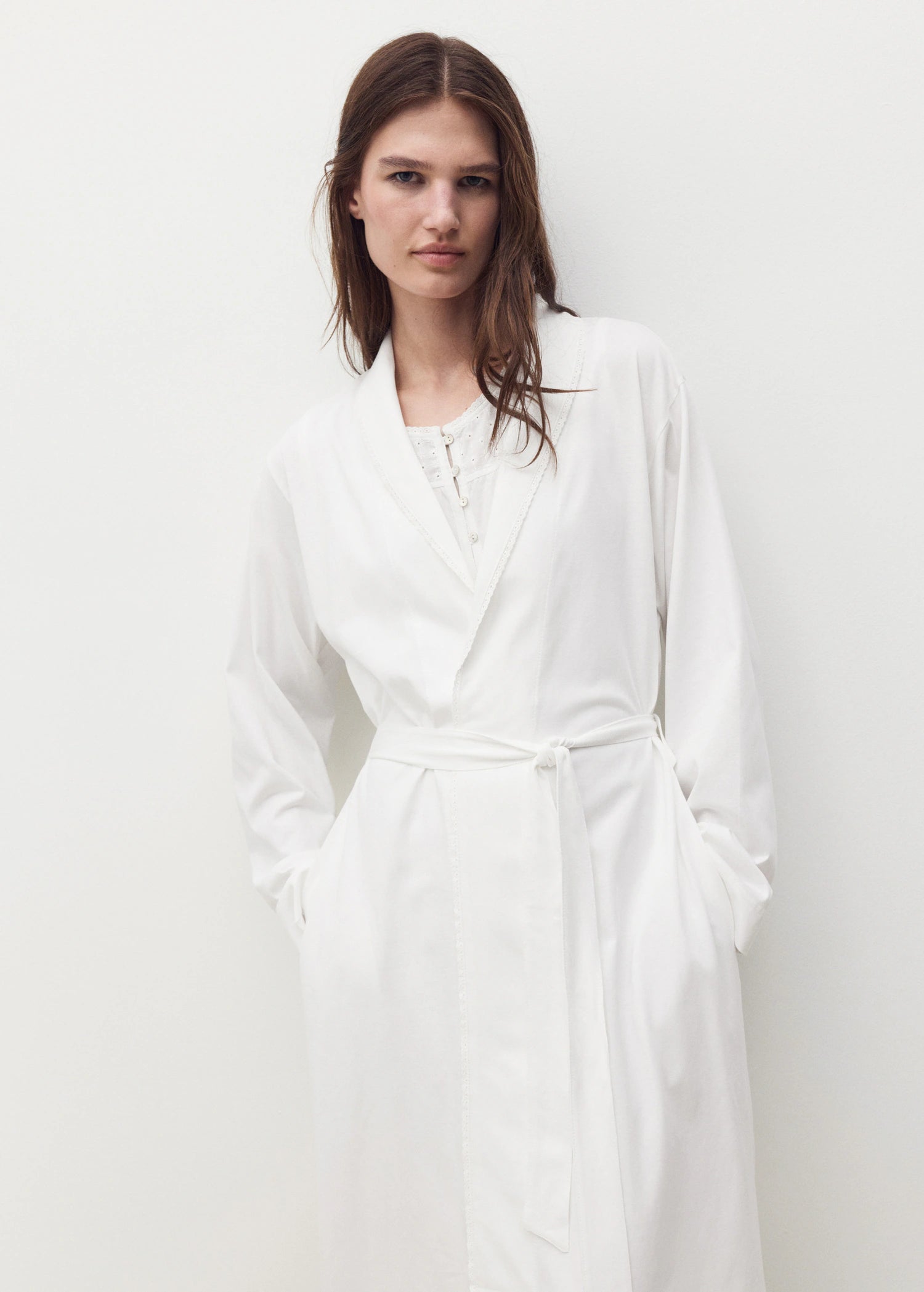 Cotton Gown With Embroidery Detail