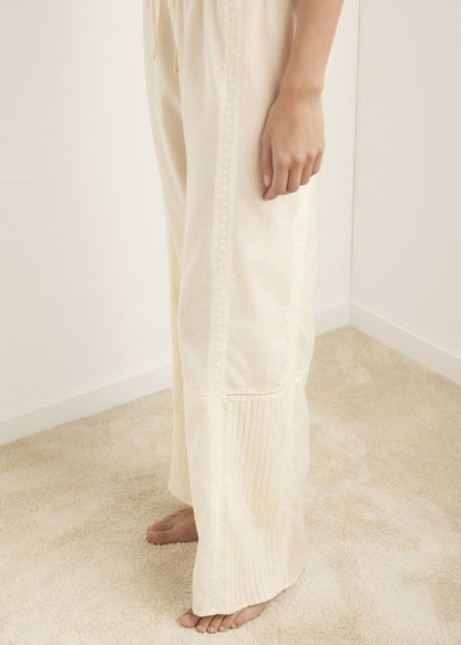 Cotton Lace Pyjama Trousers With Drawstring