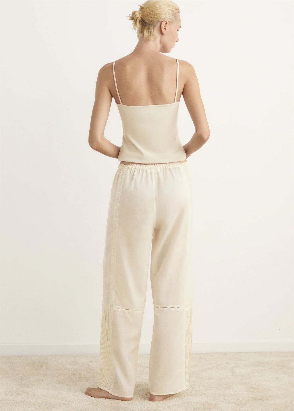 Cotton Lace Pyjama Trousers With Drawstring