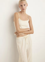 Cotton Lace Pyjama Trousers With Drawstring