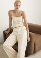 Cotton Lace Pyjama Trousers With Drawstring