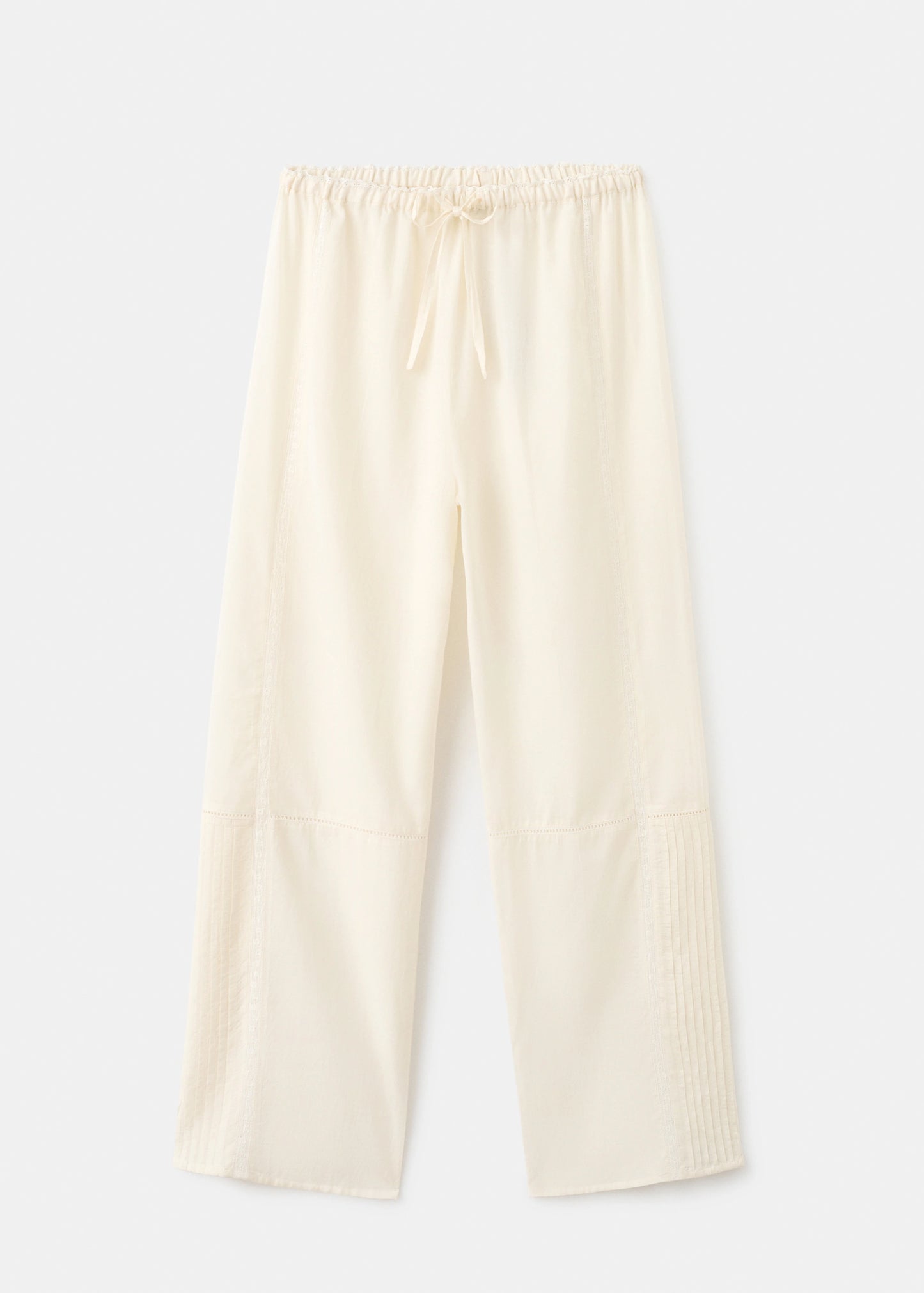 Cotton Lace Pyjama Trousers With Drawstring