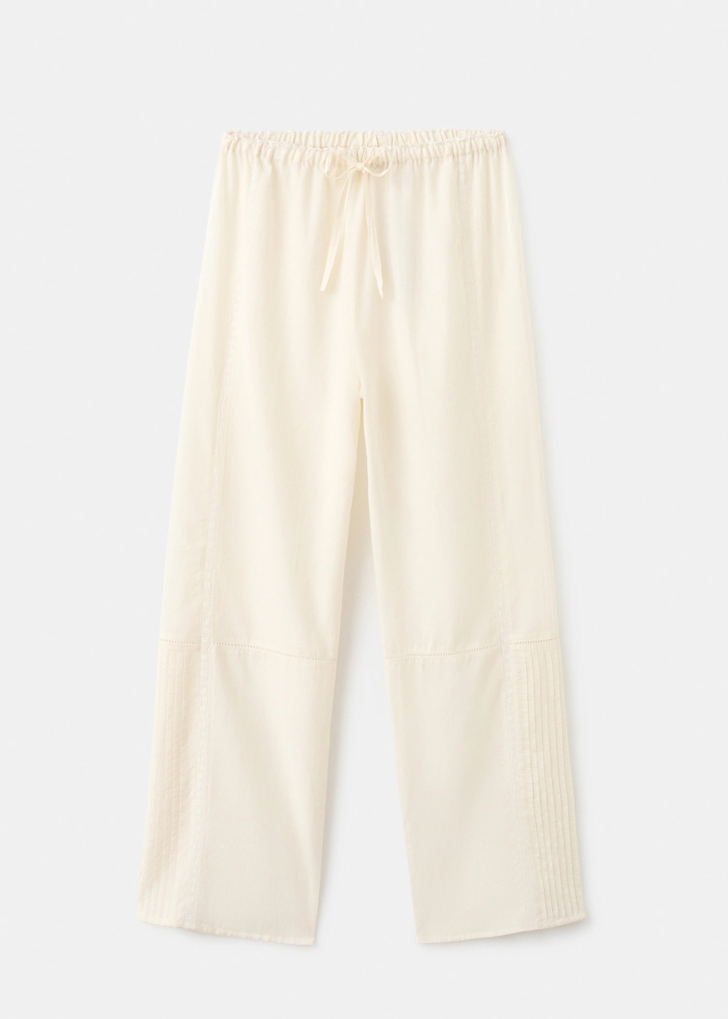 Cotton Lace Pyjama Trousers With Drawstring