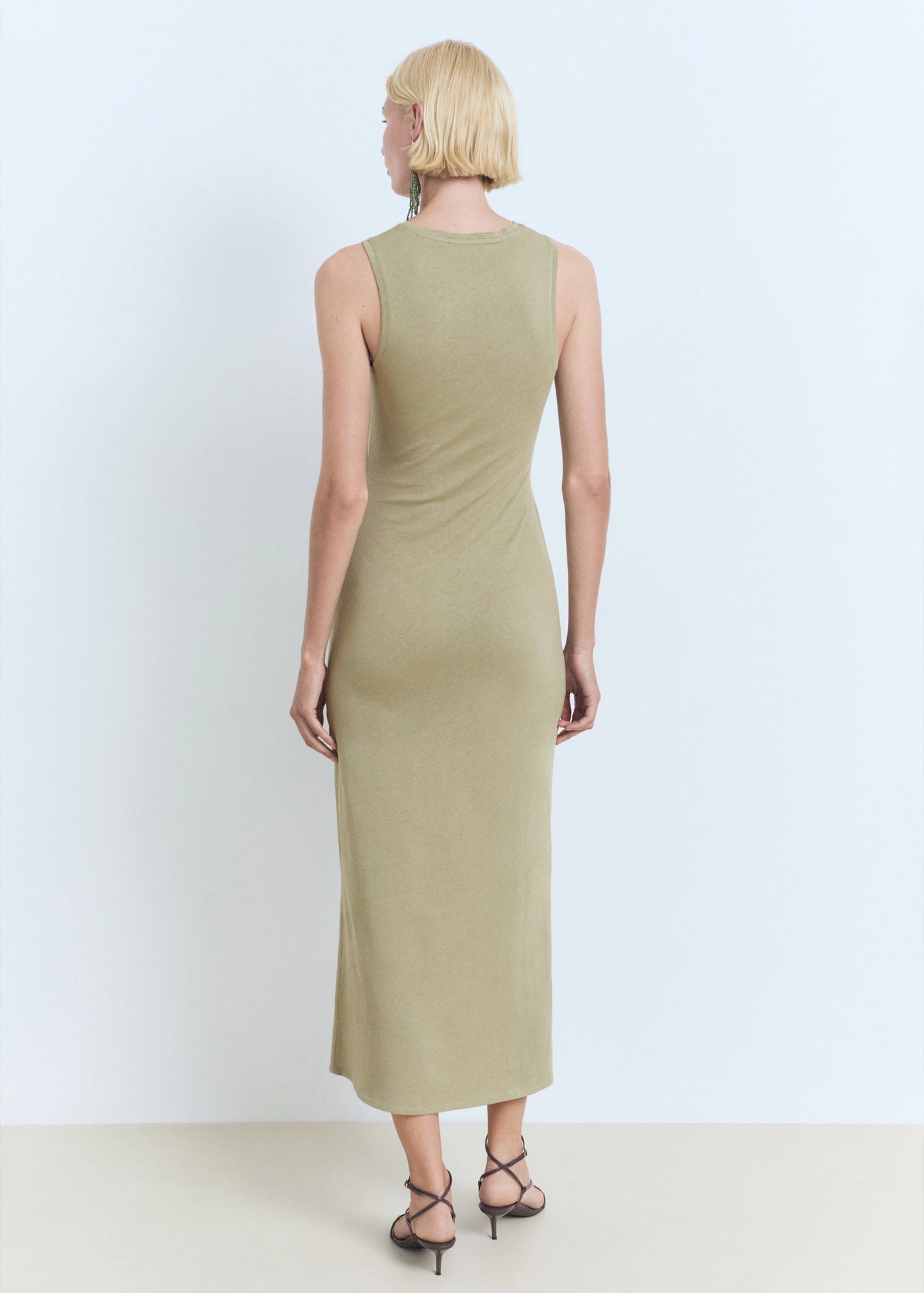 Cotton Midi Dress With Knot Detail