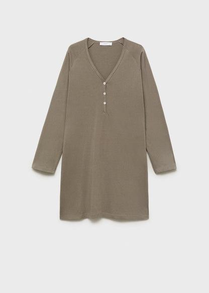 Cotton Nightdress With Button Detail