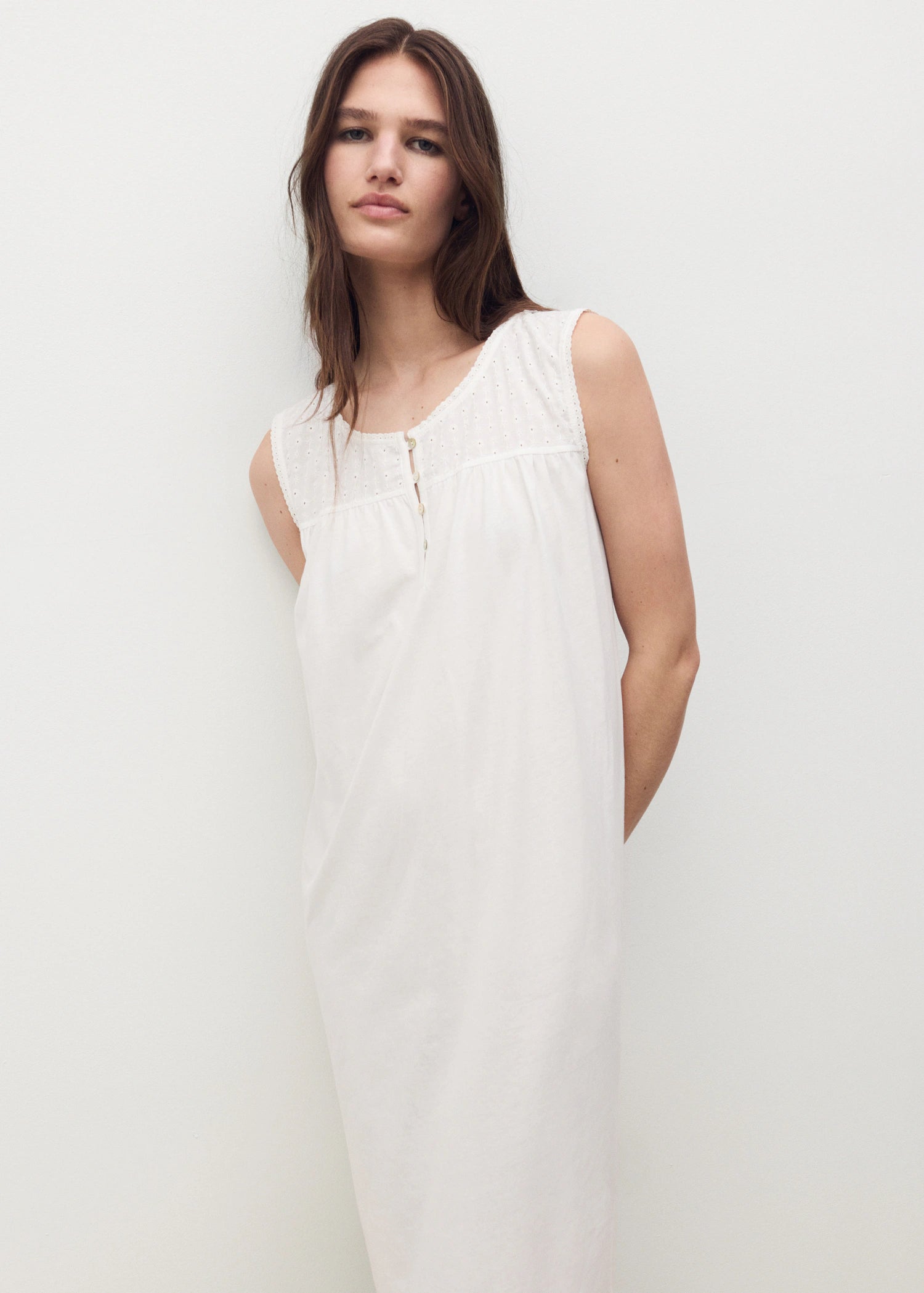 Cotton Nightdress With Embroidered Detail