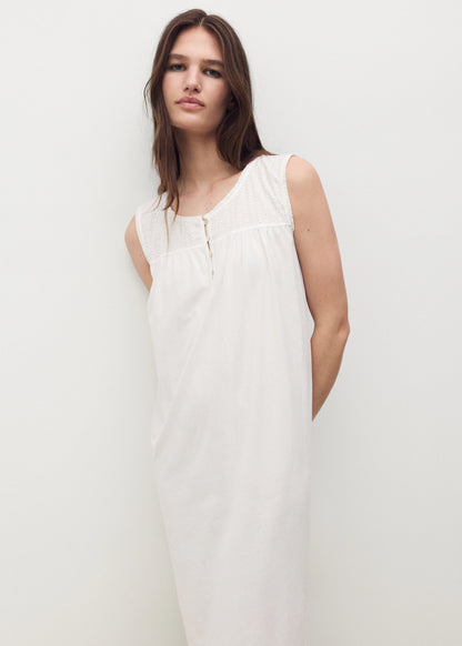 Cotton Nightdress With Embroidered Detail