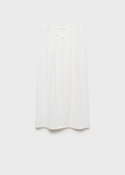 Cotton Nightdress With Embroidered Detail