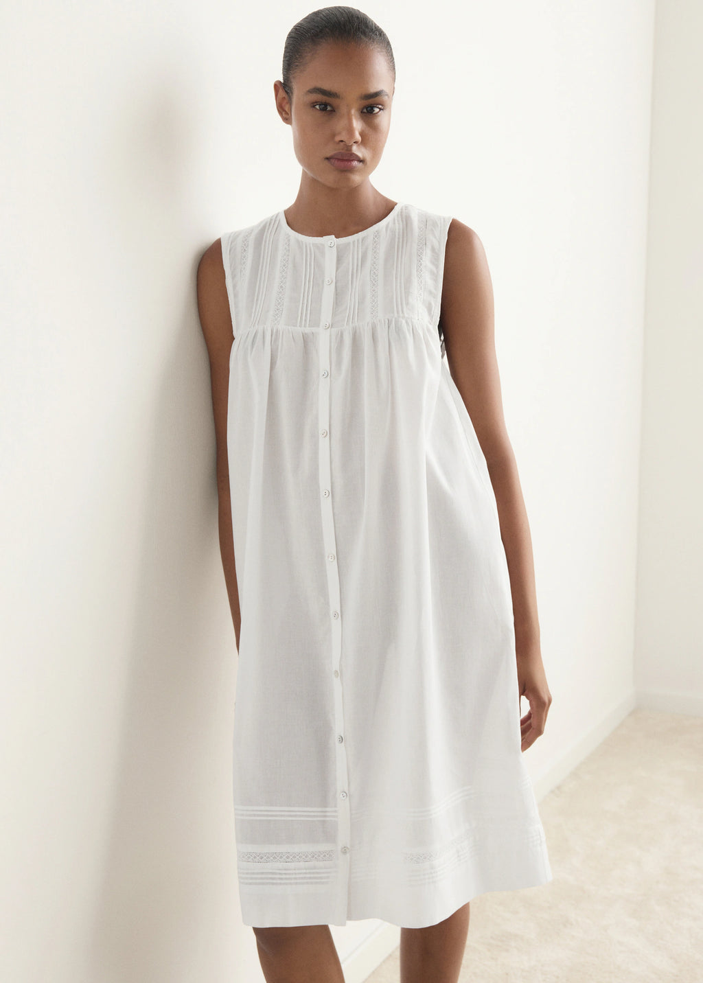Cotton Nightgown With Lace Detail