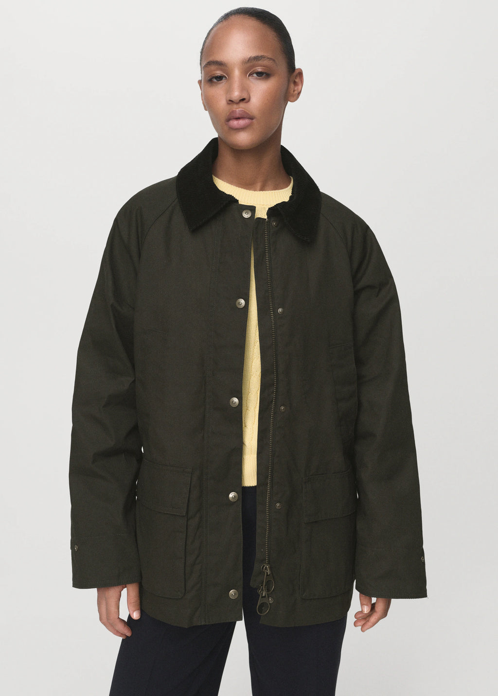 Cotton Parka With Corduroy Collar