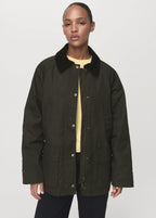 Cotton Parka With Corduroy Collar